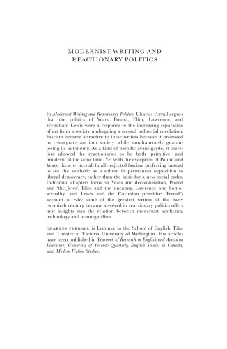 Modernist Writing and Reactionary Politics