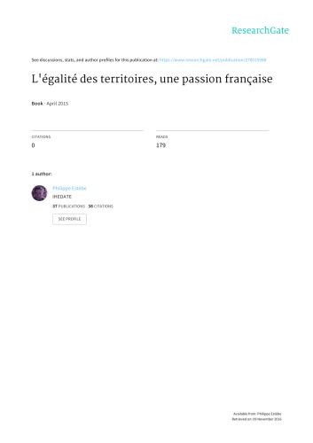L’égalité des territoires, une passion française