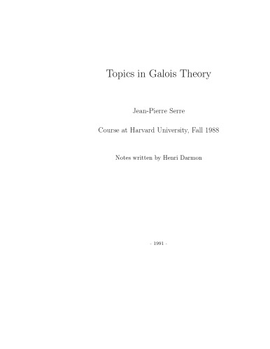 Topics in Galois Theory [Lecture notes]