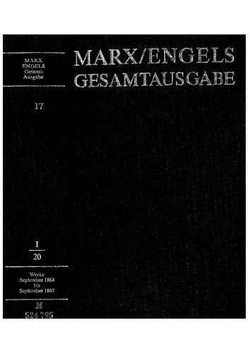Marx Engels Gesamtausgabe I.20: Karl Marx / Friedrich Engels: Werke, Artikel, Entwürfe September 1864 bis September 1867