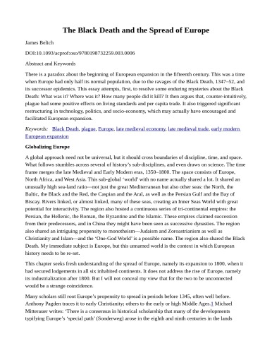 [Article] The Black Death and the Spread of Europe
