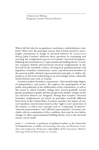 Commissioned Ridings: Designing Canada’s Electoral Districts