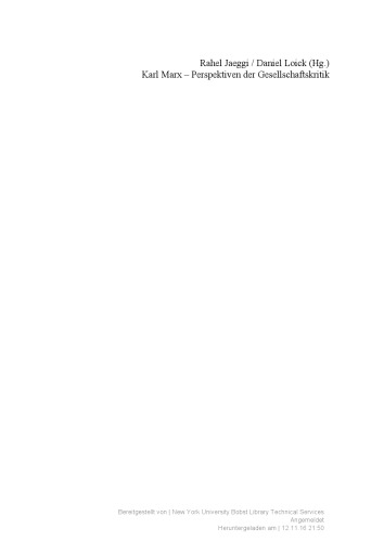 Karl Marx - Perspektiven der Gesellschaftskritik