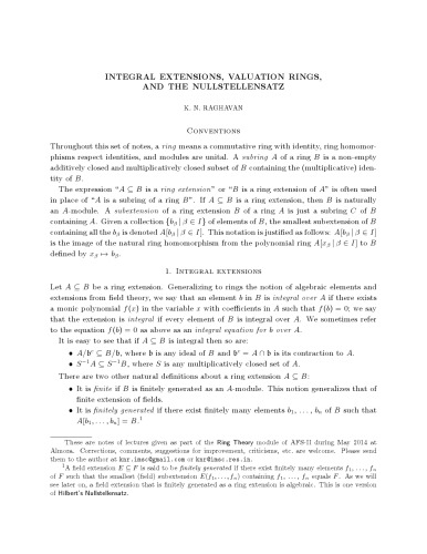 Integral extensions, valuation rings, and the Nullstellensatz [Lecture notes]