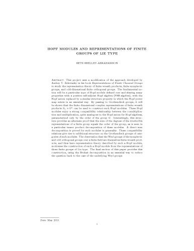 Hopf modules and representations of finite groups of Lie type [Honors thesis]