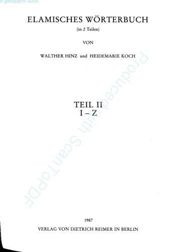 Elamisches Wörterbuch. I-Z