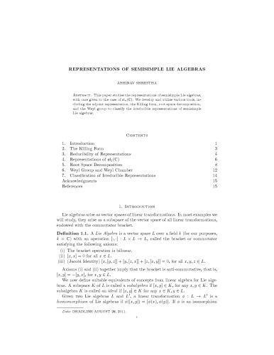 Representations of semisimple Lie algebras