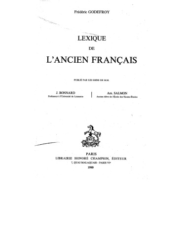 Lexique de l’ancien français