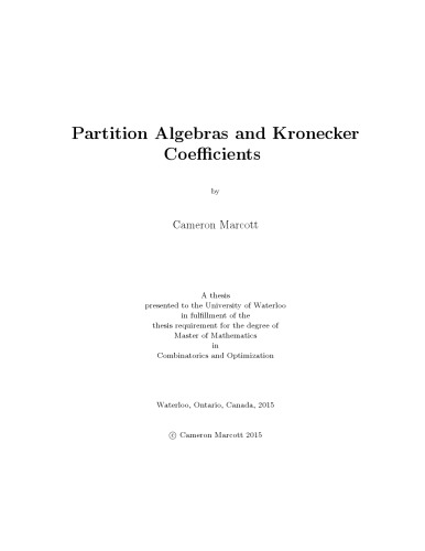 Partition Algebras and Kronecker Coefficients [Master thesis]