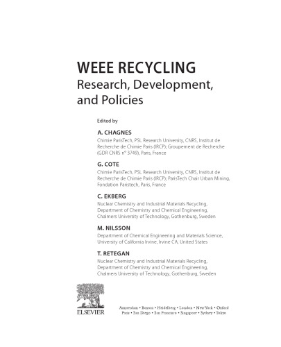 WEEE Recycling. Research, Development, and Policies