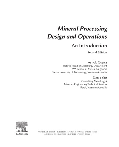 Mineral Processing Design and Operations. An Introduction
