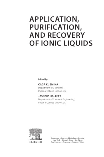 Application, Purification, and Recovery of Ionic Liquids