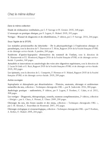 Guide D'orl. Leçons, Diagnostics et Gestes Thérapeutiques