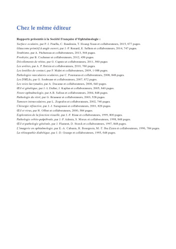 Chirurgie du Regard. Rapport SFO 2016