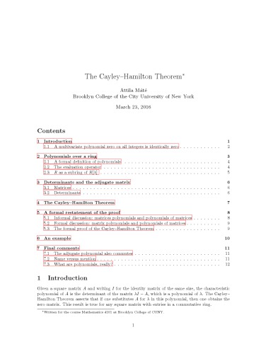 The Cayley-Hamilton Theorem [expository notes]
