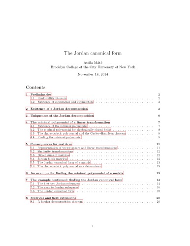 The Jordan canonical form [Lecture notes]