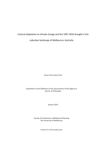Cultural adaptation to climate change and the 1997-2010 drought in the suburban landscape of Melbourne, Australia