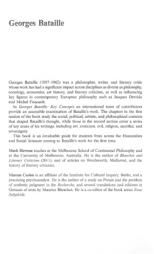 Georges Bataille: Key Concepts