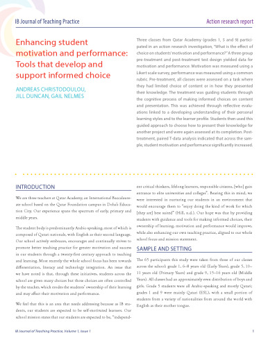 Enhancing student motivation and performance: Tools that develop and support informed choice