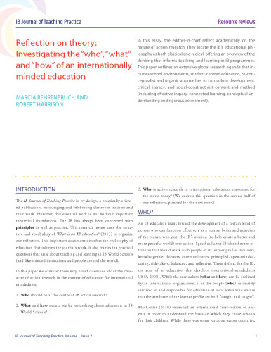 Reflection on theory: Investigating the “who”, “what” and “how” of an internationally minded education