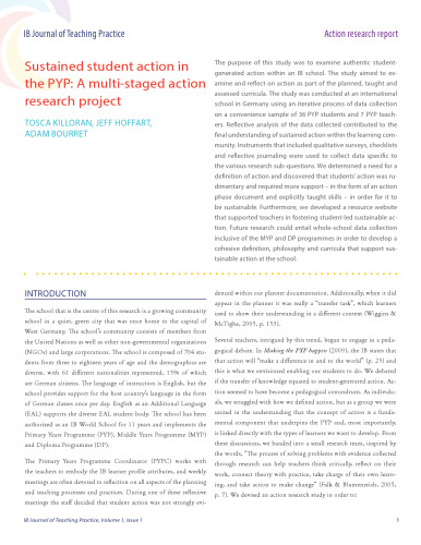 Sustained student action in the PYP: A multi-staged action research project