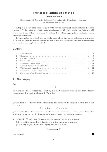 The topos of actions on a monoid [expository notes]