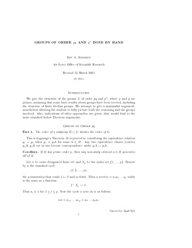 Groups of order pq and p^2 done by hand [expository notes]