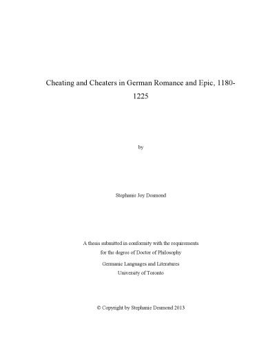 Cheating and Cheaters in German Romance and Epic, 1180-1225