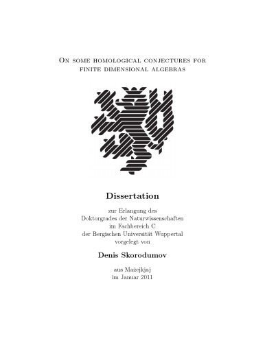 On some homological conjectures for finite dimensional algebras [PhD thesis]