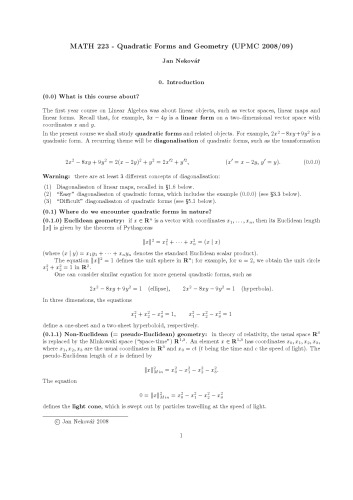Quadratic Forms and Geometry [Lecture notes]