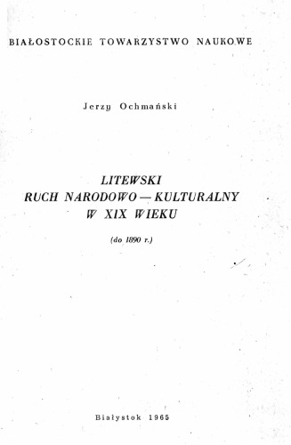 Litewski ruch narodowo-kulturalny w XIX wieku