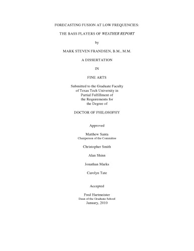 Forecasting Fusion At Low Frequencies: The Bass Players Of Weather Report