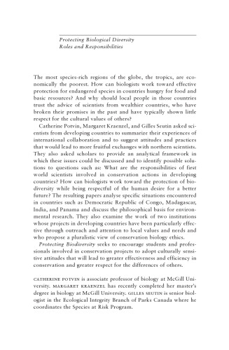 Protecting Biological Diversity: Roles and Responsibilities