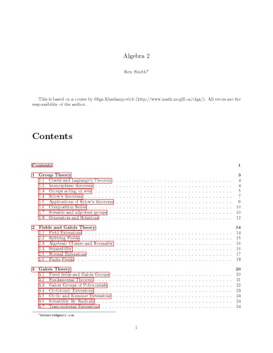 Algebra 2 [Lecture notes]