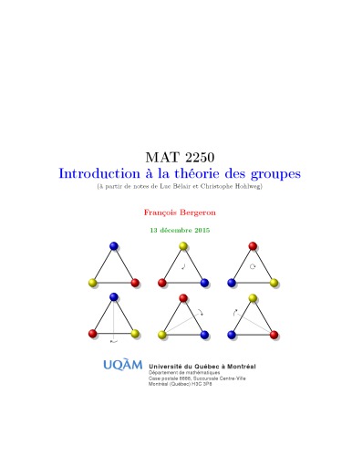 MAT 2250 Introduction à la théorie des groupes [Lecture notes]