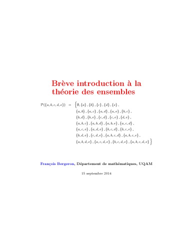 Brève introduction à la théorie des ensembles [Lecture notes]