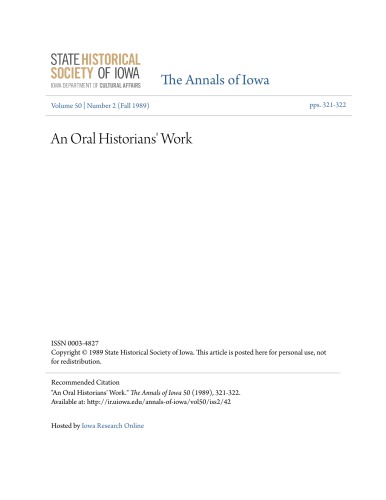 An Oral Historians’ Work [review]