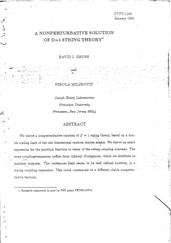 A Nonperturbative Solution Of D=1 StringTheory^*