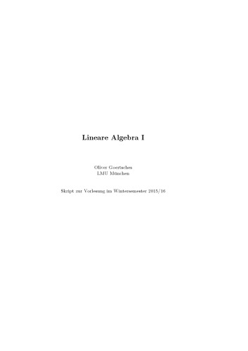 Lineare Algebra I + Übungsaufgaben [Lecture notes]