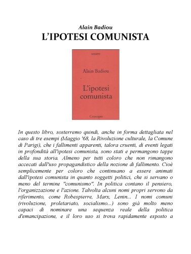 L’ipotesi comunista