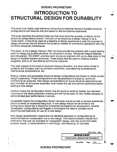 Boeing introduction to structural design for durability