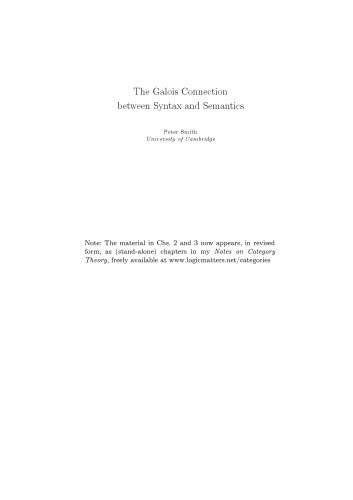 The Galois Connection between Syntax and Semantics [expository notes]