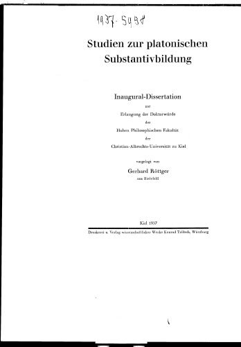Studien zur platonischen Substantivbildung.