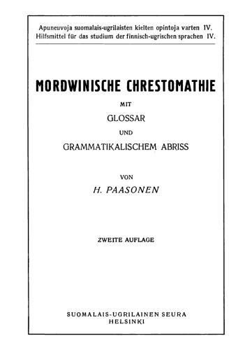 Mordwinische Chrestomathie mit Glossar und grammatikalischem Abriss