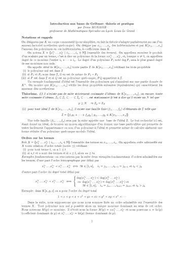 Introduction aux bases de Gröbner: théorie et pratique