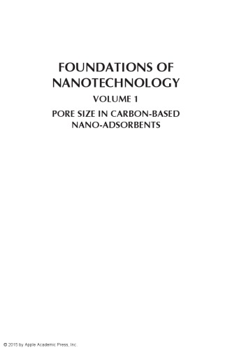 Foundations of Nanotechnology, Volume 1 - Pore Size in Carbon-Based Nano-Adsorbents