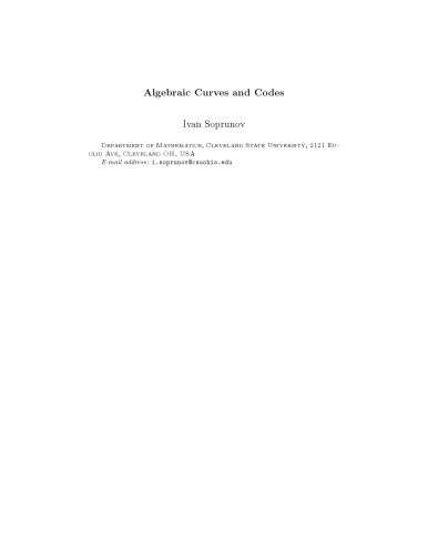 Algebraic Curves and Codes [Lecture notes]