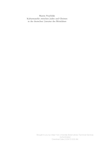 Kulturtransfer zwischen Juden und Christen in der deutschen Literatur des Mittelalters