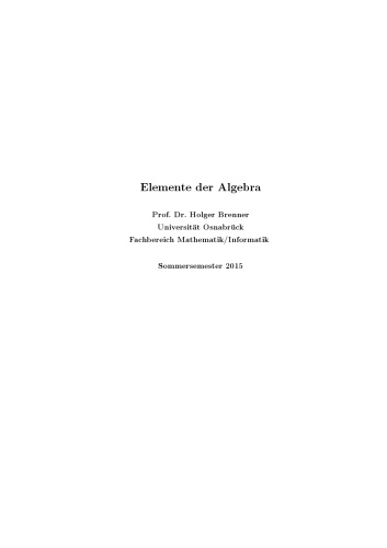 Elemente der Algebra [Lecture notes]