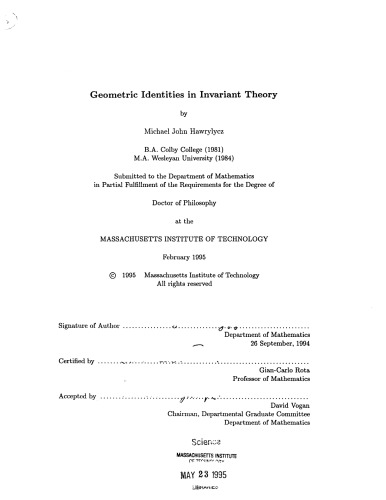 Geometric identities in invariant theory [PhD thesis]